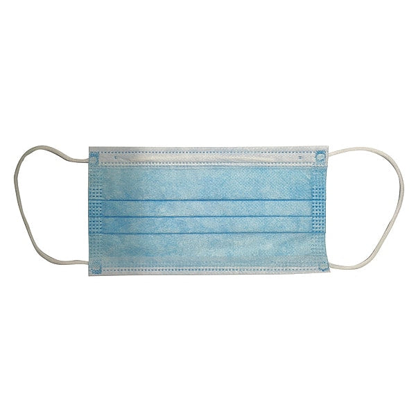 Disposable Face Mask: Universal Mask Size, Dual, Non-Adj., Nose Clip, Flat-Fold, Blue, 50 Pack
