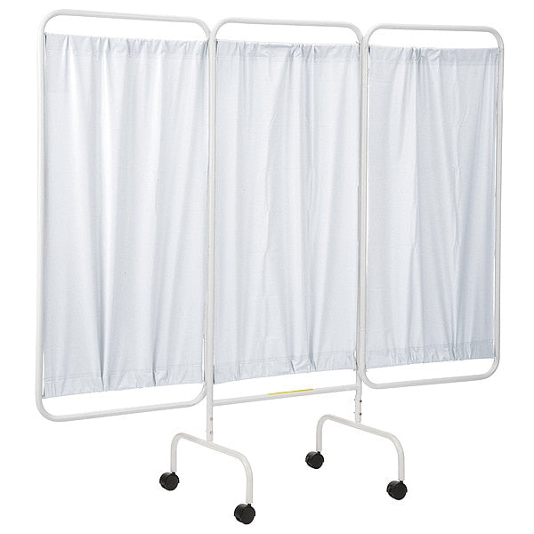 Three Panel Mobile Privacy Screen with White Vinyl Panels
