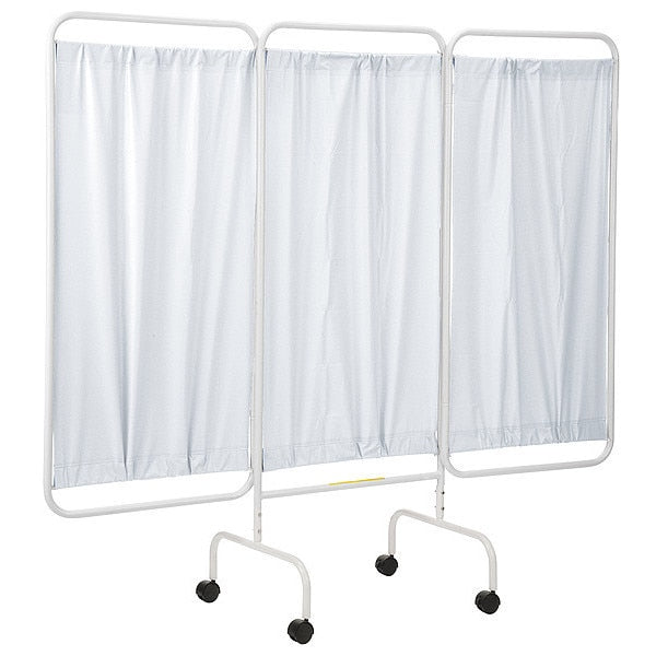 Three Panel Mobile Privacy Screen with White Vinyl Panels, Made in USA
