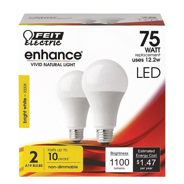 LED, 12.2 W, A19, Medium Screw (E26), PK2