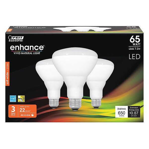 LED, 7.2 W, BR30, Medium Screw (E26), PK3