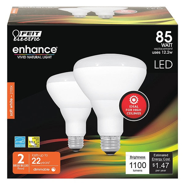 LED, 12.2 W, BR30, Medium Screw (E26), PK2