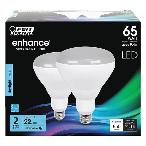 LED, 9.4 W, BR40, Medium Screw (E26), PK2