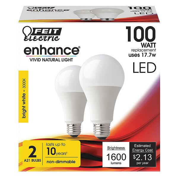 LED, 17.7 W, A21, Medium Screw (E26), PK2