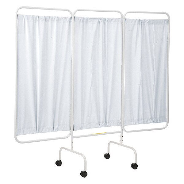 Three Panel Mobile Privacy Screen with Antimicrobial White Vinyl Panels