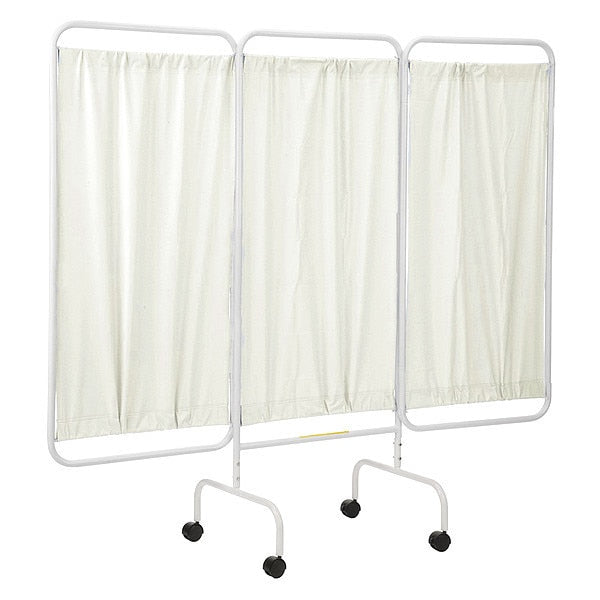 Three Panel Mobile Privacy Screen with Antimicrobial Beige Vinyl Panels