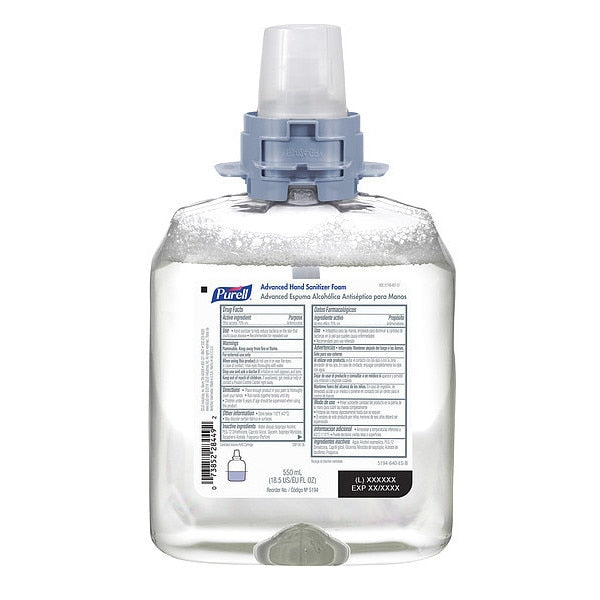 Hand Sanitizer, Cartridge, Foam, 550mL, PK4