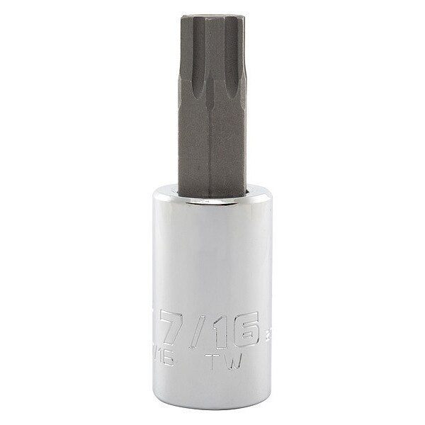 7/16 in Tip, Socket Bit, SAE 1/2 in Drive