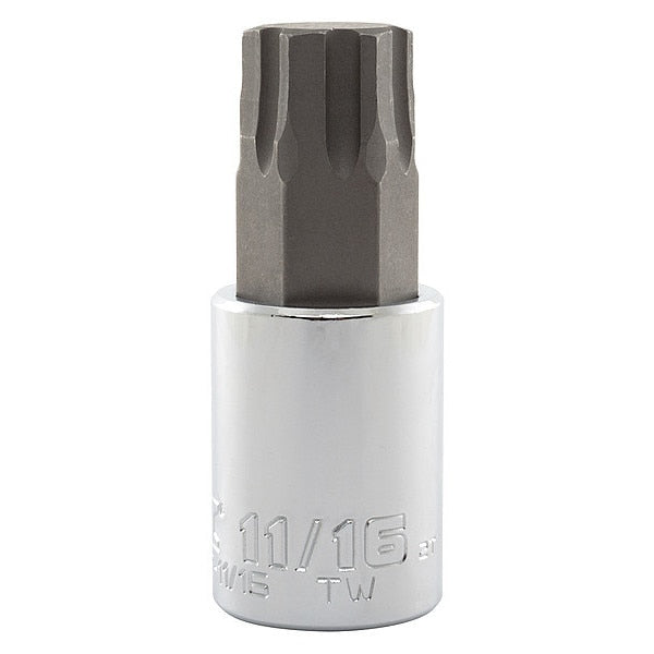 11/16 in Tip, Socket Bit, SAE 1/2 in Drive