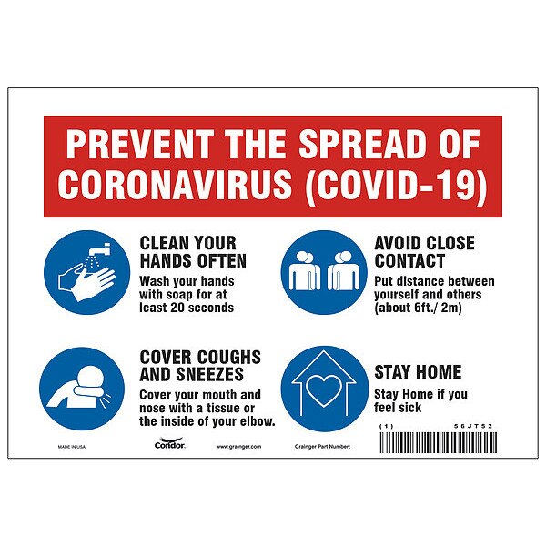 Prevent The Spread Of Coronavirus Sign, HWB716P0710