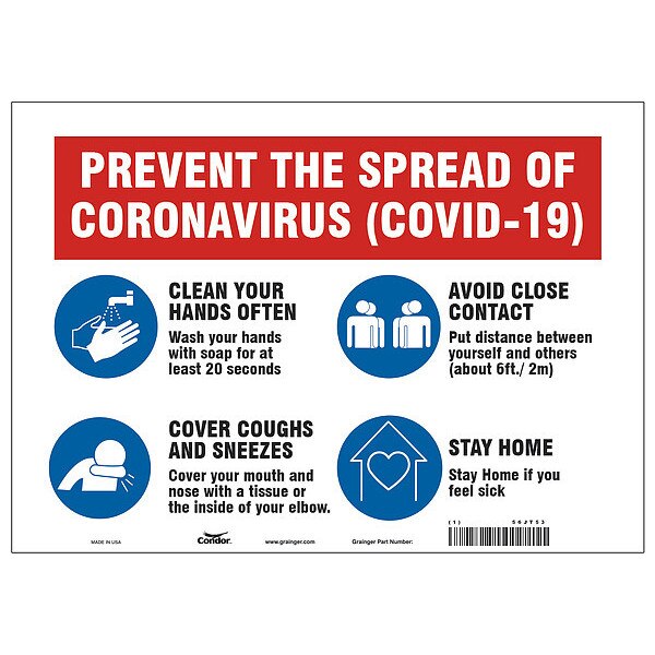 Prevent The Spread Of Coronavirus Sign, HWB716P1014