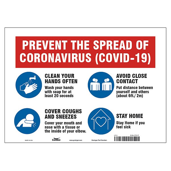Prevent The Spread Of Coronavirus Sign, HWB716A1014