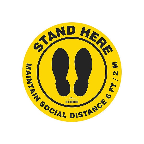 Maintain Social Distance Sign, 17 in H, 17 in W, Polyester, Circle, English, SGF406T1717