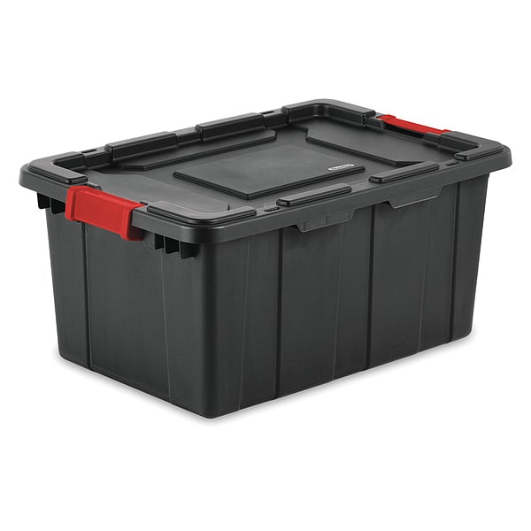 Storage Tote, Black/Red, Polypropylene, 25 3/4 in L, 17 1/4 in W, 11 7/8 in H