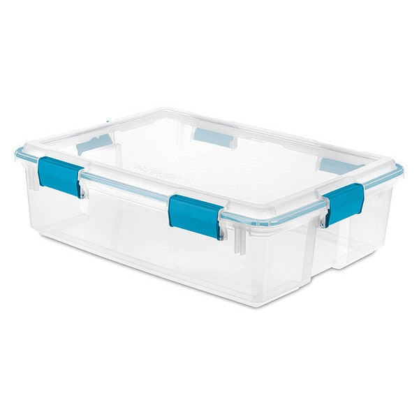 Storage Tote, Clear, Polypropylene, 24 in L, 18 in W, 7 in H, 9.2 gal Volume Capacity