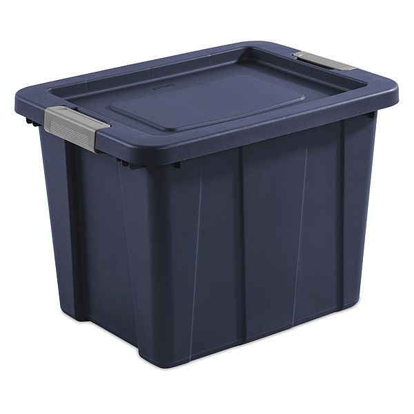 Storage Tote, Blue, Polyethylene, 23 in L, 17 1/4 in W, 16 5/8 in H, 18 gal Volume Capacity