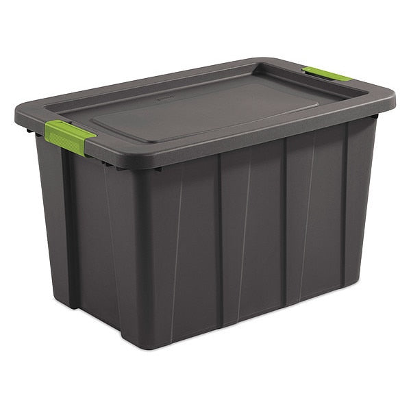 Storage Tote, Gray, Polyethylene, 29 7/8 in L, 19 3/4 in W, 18 1/8 in H, 30 gal Volume Capacity