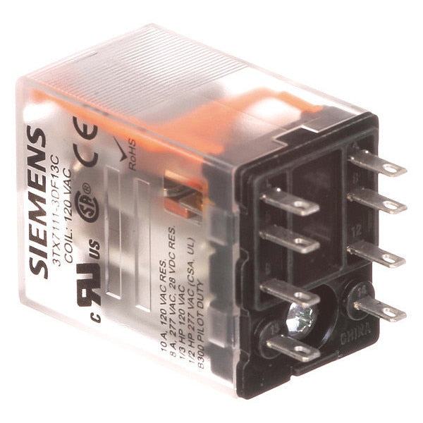 Plug In Relay, 120V AC Coil Volts, Square, 8 Pin, DPDT