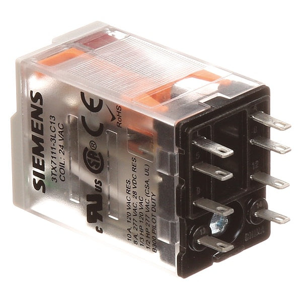 Plug In Relay, 24V AC Coil Volts, Square, 8 Pin, DPDT
