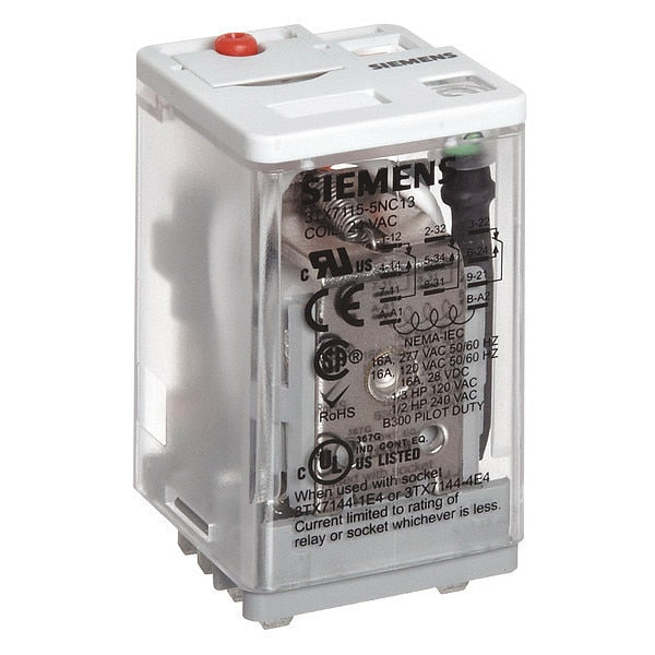 Plug In Relay, 120V AC Coil Volts, Square, 8 Pin, DPDT