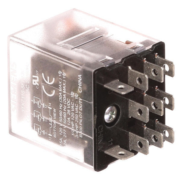 Plug In Relay, 24V DC Coil Volts, Square, 11 Pin, 3PDT