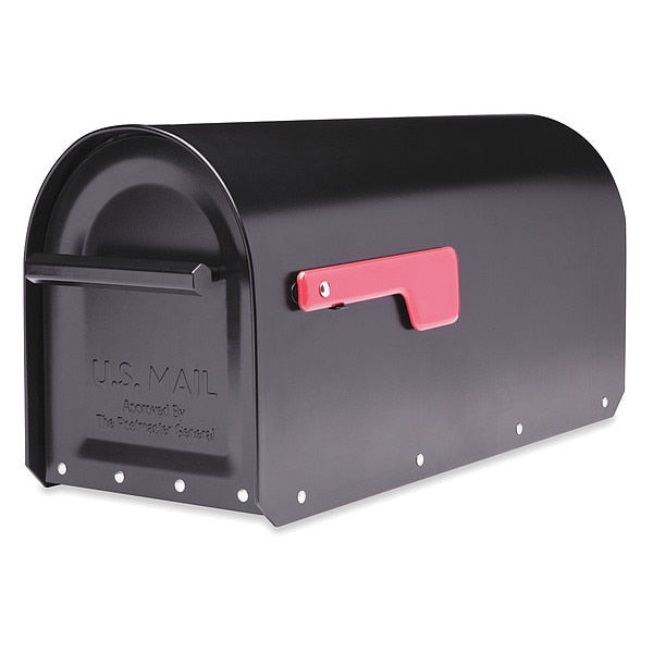 Mailbox, Black, Powder Coated, 1 Doors, Surface/Post, Heavy Duty