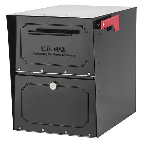 Mailbox, Black, Powder Coated, 1 Doors, Surface/Post, Locking