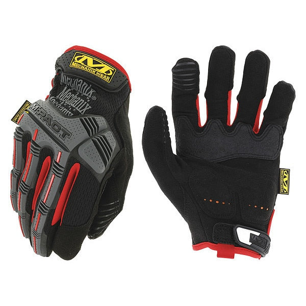 Mechanics Gloves, L, Black/Red, Reinforced, Trek Dry(R)/TPR