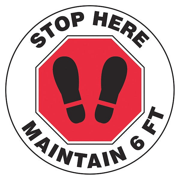 Floor Sign, 17 in H, 17 in W, Vinyl, English, MFS390