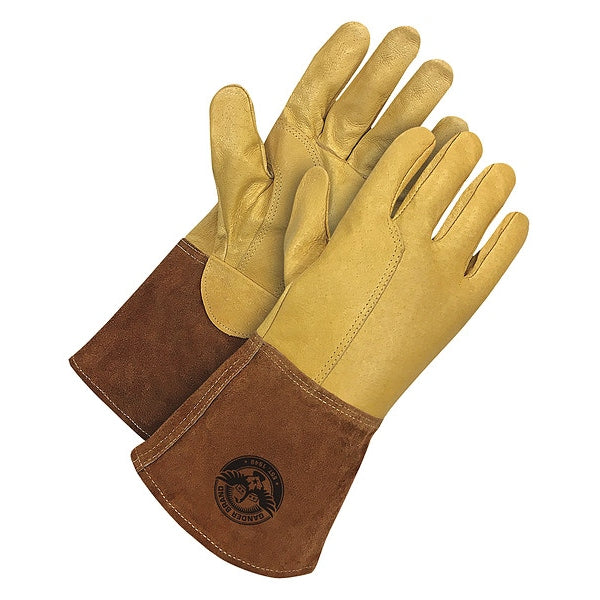 Gander Brand Gold Grain Pigskin w/ Brown Split Cowhide Gaun, Size M