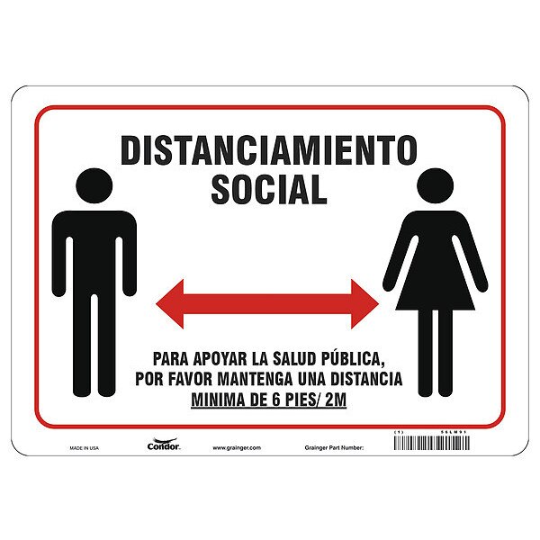 Covid 19 Sign 10X14, Spanish Socdist 6Ft, 10 in Height, 14 in Width, Polystyrene, Spanish
