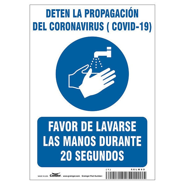 Covid 19 Sign 7X10, Spanish Prevent Covi, 7 in Height, 10 in Width, Polystyrene, Spanish