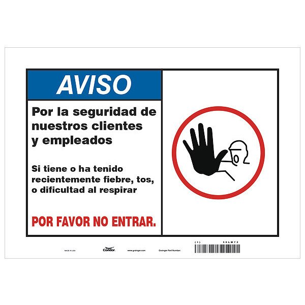 Covid 19 Sign 10X14, Spanish Symptoms Do, 10 in Height, 14 in Width, Polyester, Spanish