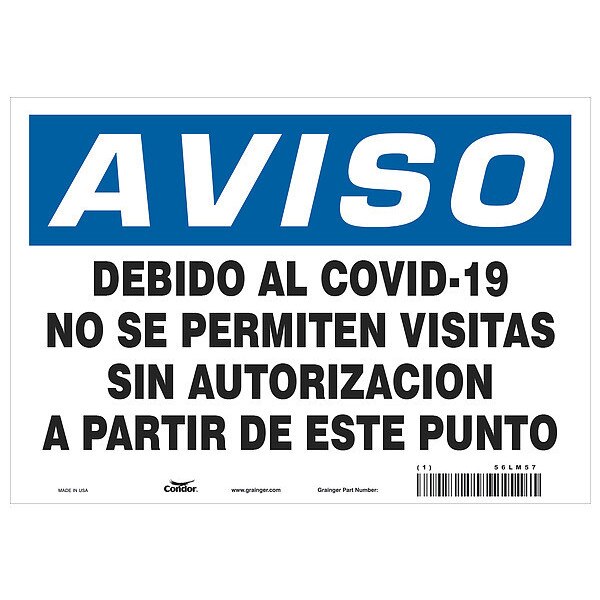 Covid 19 Sign 7X10, Spanish Not Covid19, 7 in Height, 10 in Width, Polystyrene, Spanish