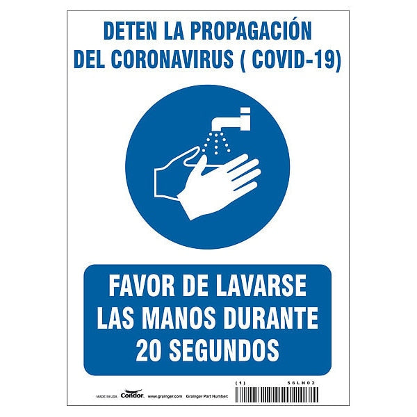 Covid 19 Sign 7X10, Spanish Prevent Covi, 7 in Height, 10 in Width, Polyester, Spanish