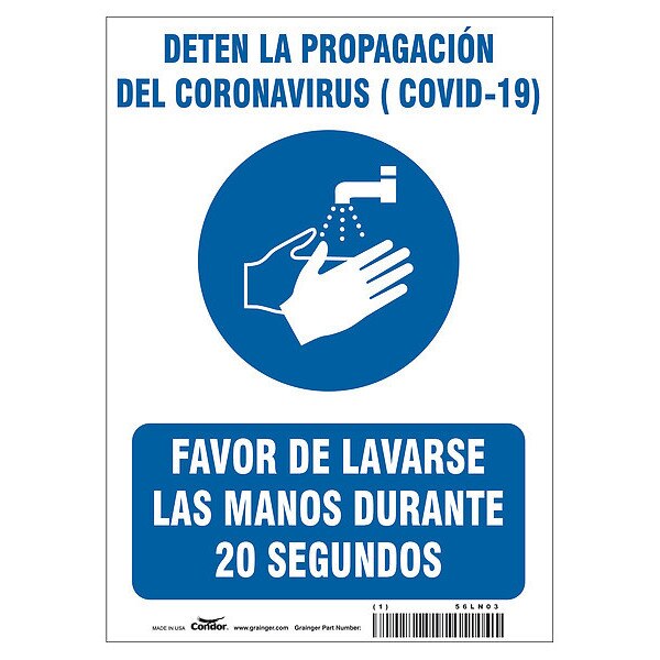 Covid 19 Sign 10X14, Spanish Prevent Cov, 10 in Height, 14 in Width, Polyester, Spanish