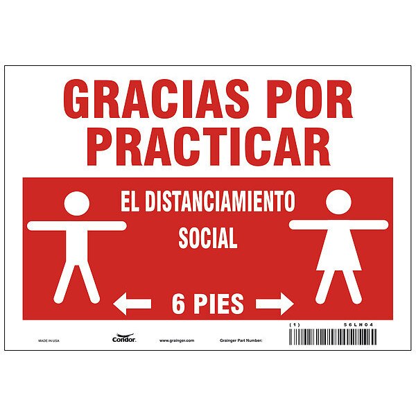 Covid 19 Sign 7X10, Spanish Practice Soc, 7 in Height, 10 in Width, Polystyrene, Spanish