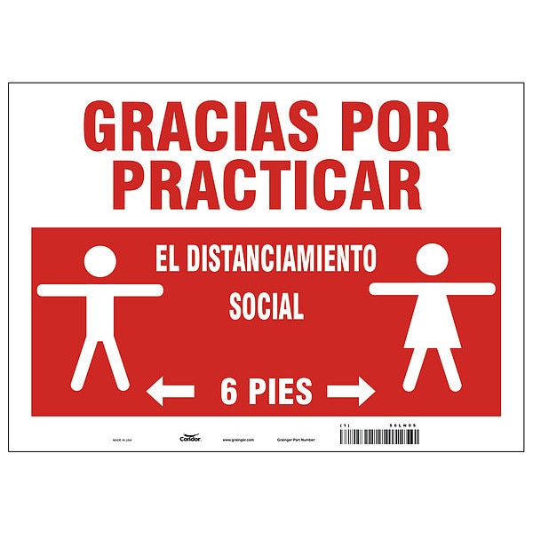 Covid 19 Sign 10X14, Spanish Practice So, 10 in Height, 14 in Width, Polystyrene, Spanish