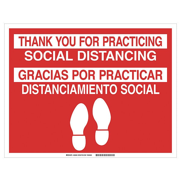 Covid 19 Sign B819, 14X18, Eng/Span Soci, 14 in H, 18 in W, Vinyl, English, Spanish, 170330