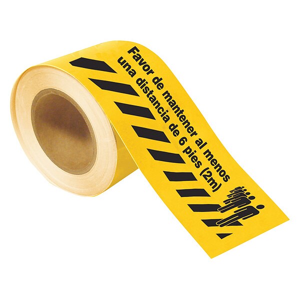 Floor Tape, Black/Yellow, 4 inx100 ft, Roll, 170331
