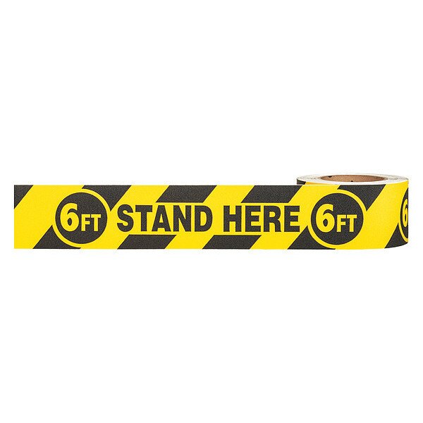 Floor Tape, Black/Yellow, 3 inx54 ft, Roll