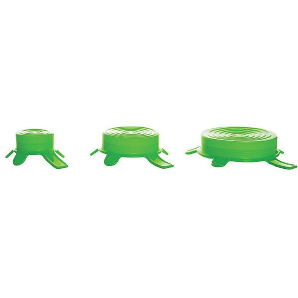 Cap, 44 mm, 66 mm, 84 mm Dia, Green, PK3