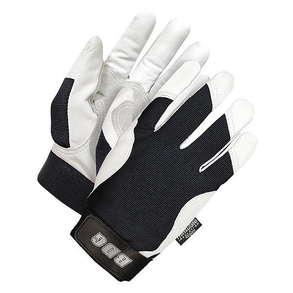 Mechanics Gloves, Black/White, Grain Goatskin