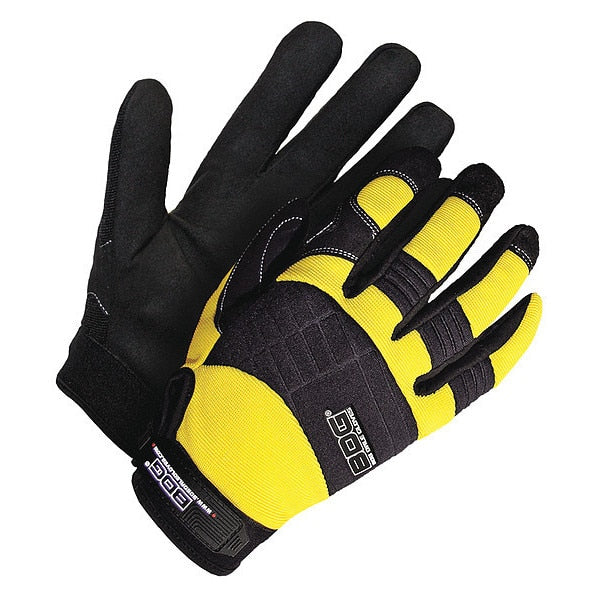 Mechanics Gloves, Black/Yellow, Single Layer