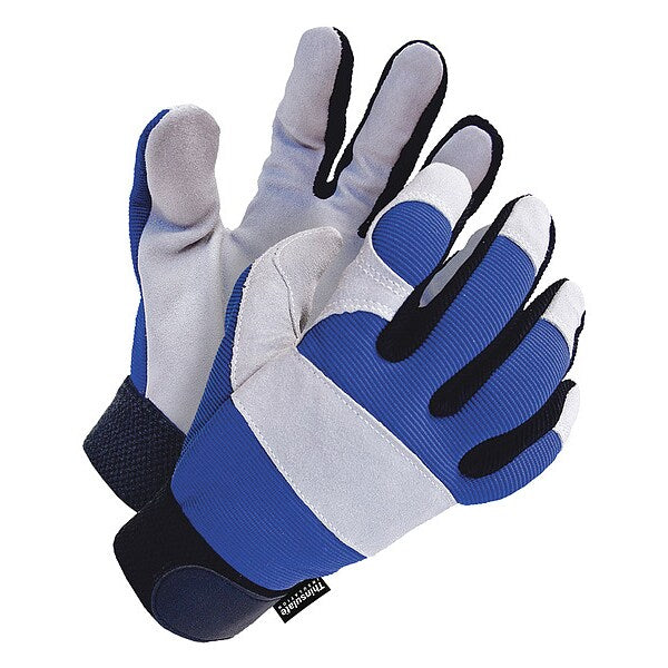 Mechanics Gloves, Black/Blue, Single Layer