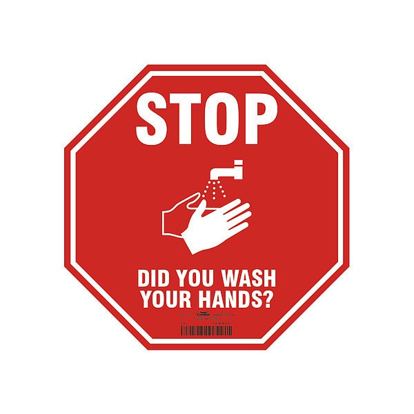 Safety Sign, 12 in H, 12 in W, Plastic, Octagon, English, HWB400T1212