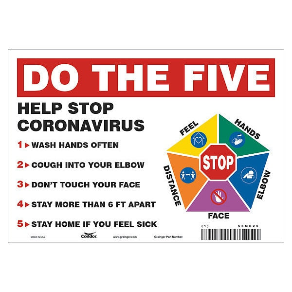 Hygiene Sign, 7 in H, 10 in W, Vinyl, English, HWB754T0710
