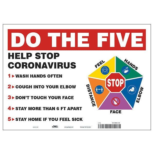 Hygiene Sign, 10 in H, 14 in W, Vinyl, English, HWB754T1014
