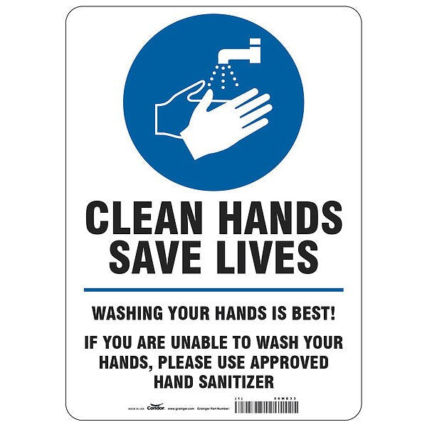 Hygiene Sign, 14 in H, 10 in W, Vinyl, English, HWB760T1410
