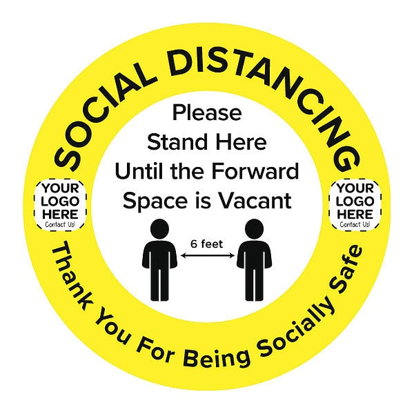 Social Distance Floor Sign, 17 in H, 17 in W, Vinyl, Circle, English, FS-17-730